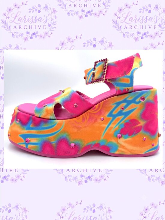 Dolls Kill Shoes - Club Exx by Dolls Kill | "Island Time" Neon Platform Sandals | Size 7